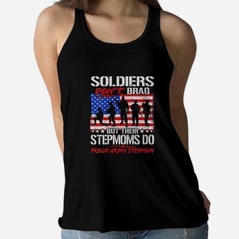Soldiers Dont Brag Proud Army Stepmom Funny Ladies Flowy Tank - Seseable
