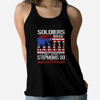 Soldiers Dont Brag Proud Army Stepmom Funny Military Gift Ladies Flowy Tank - Seseable