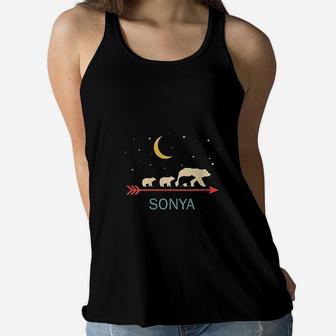 Sonya Name Gift Personalized Mama Bear Ladies Flowy Tank - Seseable