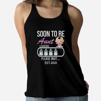 Soon To Be Aunt Est 2021 2020 Gift Funny Mom Dad Mother Ladies Flowy Tank - Seseable