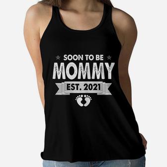 Soon To Be Mommy Est 2021 New Mom Gift Ladies Flowy Tank - Seseable