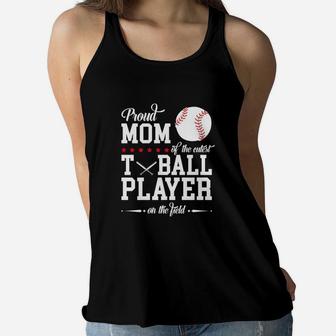 T-ball Mom Shirts Mother Shirts Proud Mom Of T-ball Player Ladies Flowy Tank - Seseable