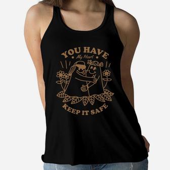 Thank You For Loving Me You Have My Heart Keep It Safe Women Flowy Tank - Seseable