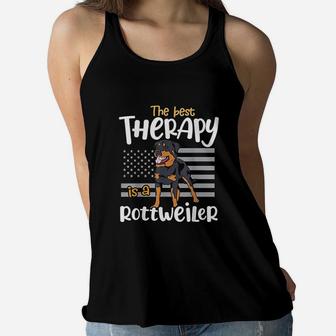 The Best Therapy Rottweiler Rottie Dog Mom Dad Funny Gift Ladies Flowy Tank - Seseable