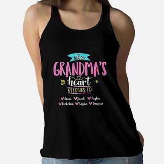 This Grandmas Heart Belongs To Mom Ladies Flowy Tank - Seseable