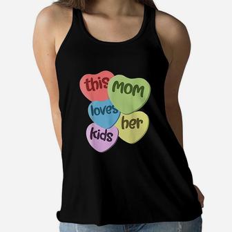 This Mom Loves Her Kids Valentines Day Mother Gift Ladies Flowy Tank - Seseable