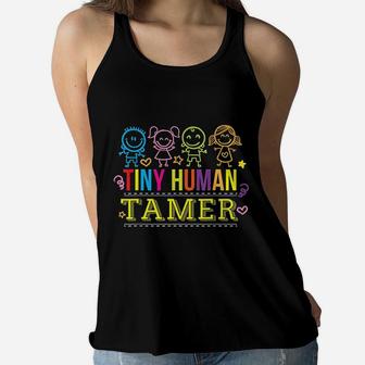 Tiny Human Tamer Mom Babysitter Ladies Flowy Tank - Seseable