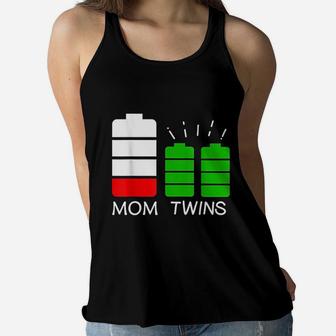 Twin Mom Low Battery Tired Mom Of Twins Ladies Flowy Tank - Seseable