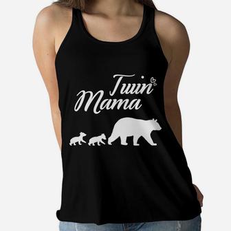 Twin Mom Mama Bear Cute Mothers Day Gift Ladies Flowy Tank - Seseable