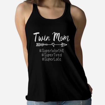 Twin Mom Mothers Day Funny Ladies Flowy Tank - Seseable