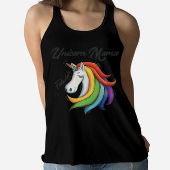 Unicorn Mama birthday Ladies Flowy Tank - Seseable