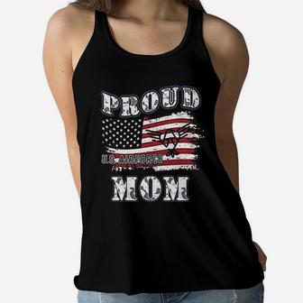 Us Air Force Moms Gift Proud Army Mom Ladies Flowy Tank - Seseable