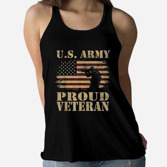 Us Army Proud Veteran Ladies Flowy Tank - Seseable
