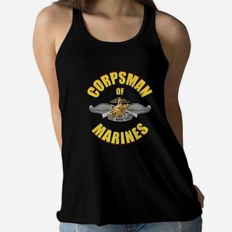 Us Navy Corpsman 8404 Veteran Eagle Globe Anchor Ladies Flowy Tank - Seseable