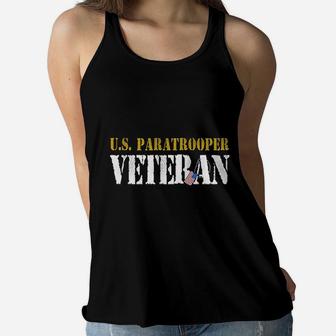 Us Paratrooper Army Veteran Airborne Division Ladies Flowy Tank - Seseable
