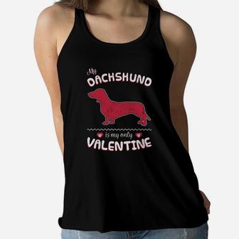 Valentine Dachshund Dog Shirt For Dachshund Dad Or Mom Ladies Flowy Tank - Seseable