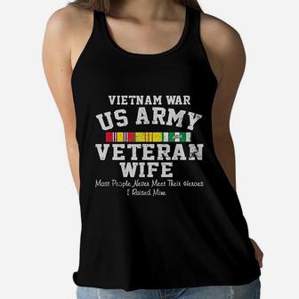Vietnam War Us Army Veteran Wife Veterans Day Gift Ladies Flowy Tank - Seseable