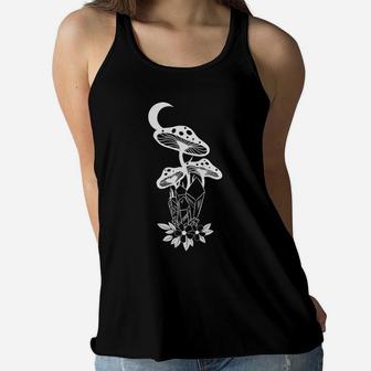 Vintage Hippie Crystals And Mushrooms Peace And Love Women Flowy Tank - Seseable