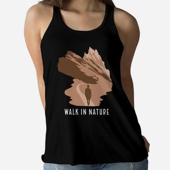 Walk In Nature Explore New Things Camping Adventure Women Flowy Tank - Seseable