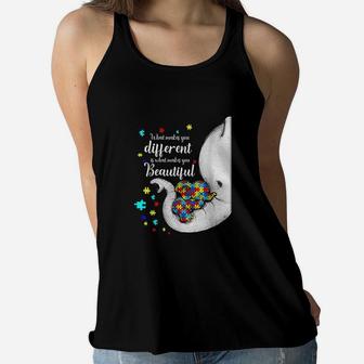 What Makes You Different Elephant Mom Child Awareness Ladies Flowy Tank - Seseable