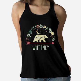 Whitney Name Gift Floral Mama Bear Ladies Flowy Tank - Seseable