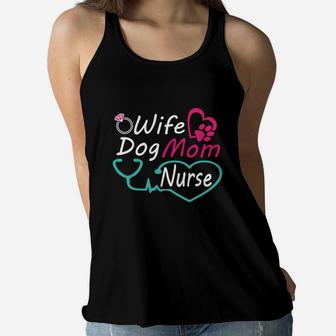 Wife Dog Mom Nurse Happy Nurse Mother Day Ladies Flowy Tank - Seseable