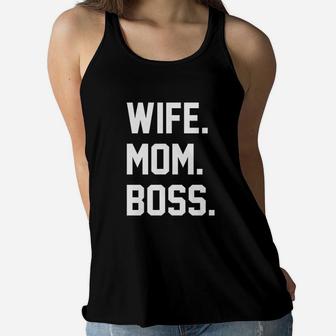 Wife Mom Boss Funny Ladies Flowy Tank - Seseable