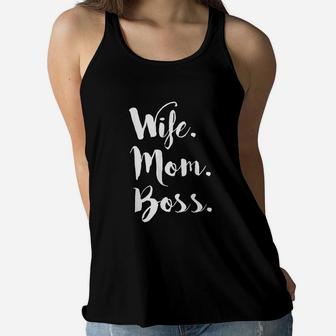 Wife Mom Boss Wifey Ladies Flowy Tank - Seseable