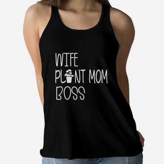 Wife Plant Mom Boss Ladies Flowy Tank - Seseable
