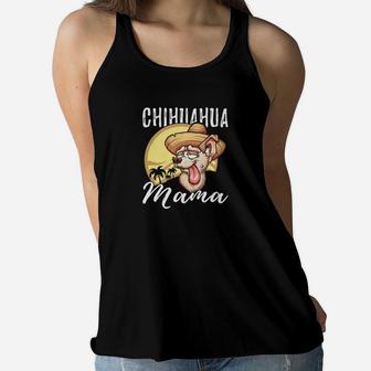 Womens Chihuahua Mama Dog Mom Or Mother Gift Premium Ladies Flowy Tank - Seseable