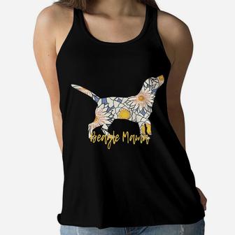 Womens Cute Daisy Print Beagle Mama For Dog And Flower Lovers Ladies Flowy Tank - Seseable
