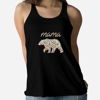 Womens Mama Bear Floral Mama Bear Floral Ladies Flowy Tank - Seseable