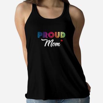 Womens Proud Mom Of Lgbt Son Daughter Gay Lesbian Pride Gifts Ladies Flowy Tank - Seseable