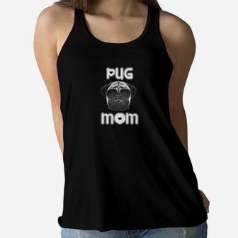 Womens Pug Mom Dutch Mastiff Gift Ladies Flowy Tank - Seseable