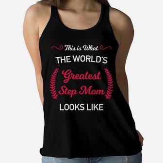Worlds Best Step Mom For Stepmother Step Mother Ladies Flowy Tank - Seseable