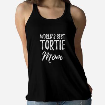 Worlds Best Tortie Mom For Tortoiseshell Cat Lovers Ladies Flowy Tank - Seseable