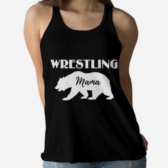 Wrestling Mama Bear Gift For Wrestler Ladies Flowy Tank - Seseable