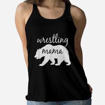 Wrestling Mama Bear Mothers Day Interesting Gift For Mom Ladies Flowy Tank - Seseable