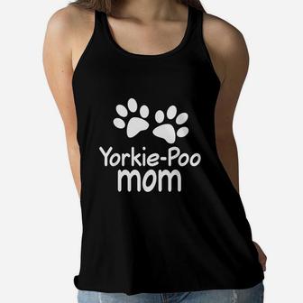 Yorkie Poo Mom Paw Print Pet Ladies Flowy Tank - Seseable