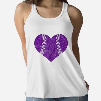 Baseball Heart Shirt Softball Mom Matching Team Gift Ladies Flowy Tank - Seseable