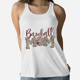 Baseball Mom Leopard Print Ladies Flowy Tank - Seseable