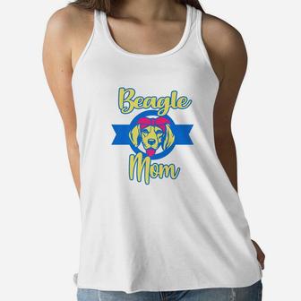 Beagle Mom Funny Dog Lover Owner Gift Women Wife Ladies Flowy Tank - Seseable