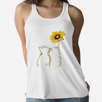 Best Cat Mom Ever Sunflower Mothers Day Gifts For Cat Lover Ladies Flowy Tank - Seseable