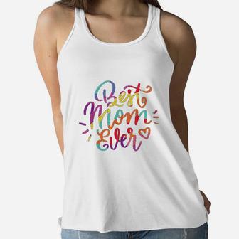 Best Mom Ever Rainbow Pride Themed Mothers Day Ladies Flowy Tank - Seseable