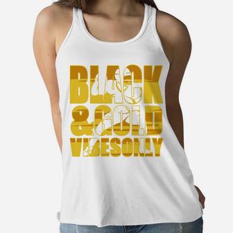 Black And Gold Game Day Football Sport Gift Women Flowy Tank - Seseable