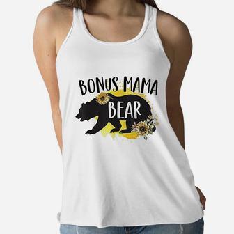 Bonus Mama Bear Sunflower Best Stepmom Ever Stepmother Bears Ladies Flowy Tank - Seseable