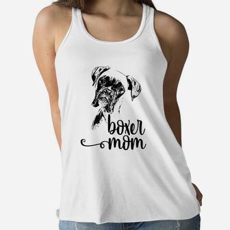 Boxer Mom Dog Face Dog Lovers Boxer Mom Gif Ladies Flowy Tank - Seseable