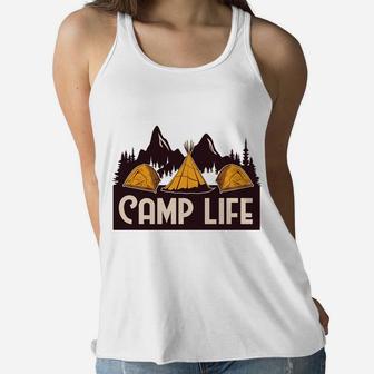 Camp Life Camping Tent Always Sleep Outside Women Flowy Tank - Seseable