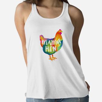 Chicken Mama Hen Mother Mom Colorful Farm Chicken Ladies Flowy Tank - Seseable