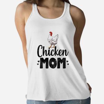 Chicken Mom Funny Country Farm Animal Gift Ladies Flowy Tank - Seseable